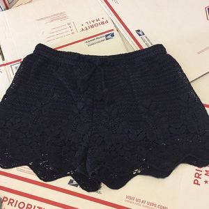 Black Crocheted High waisted shorts
